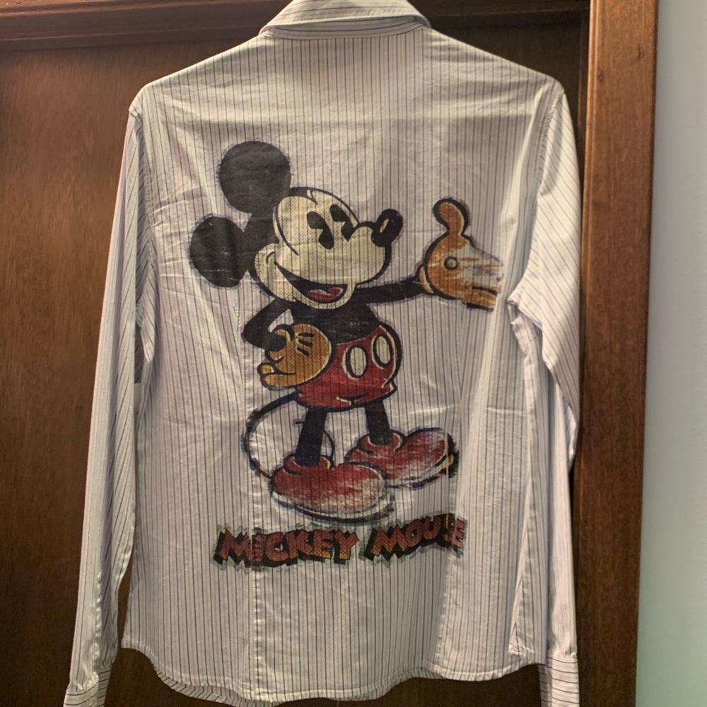 Disney Mickey Mouse Striped Button Shirt, NWT, Lg